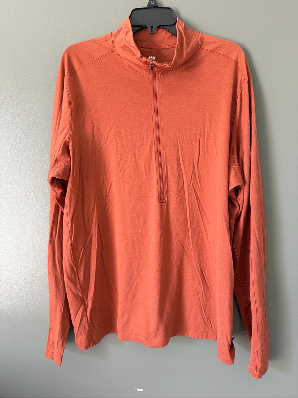 REI Co-op Merino Wool Long-Sleeve Half-Zip Base Layer Men's 2XL Smoked Paprika